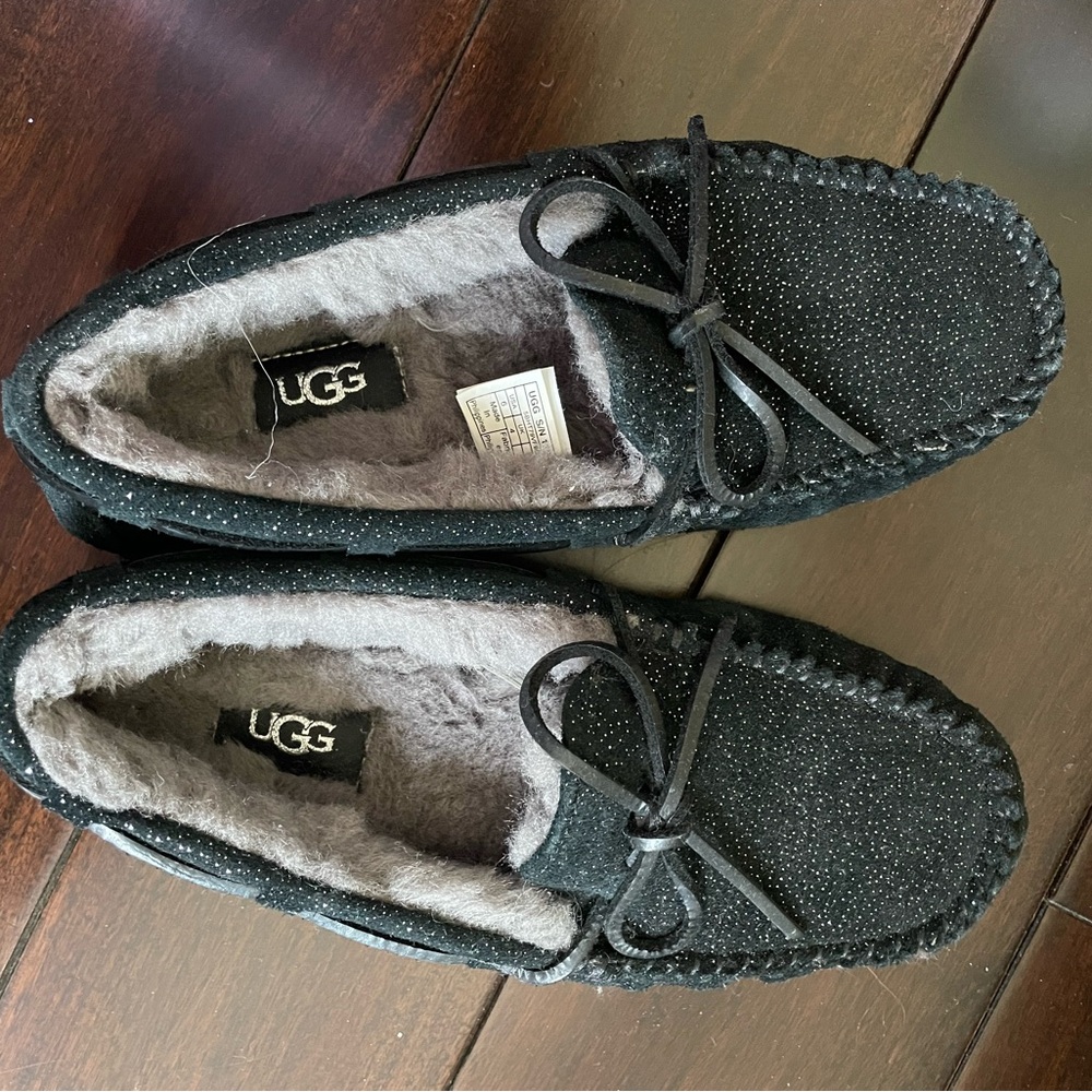 UGG Dakota Sparkle Black Slippers Moccasins